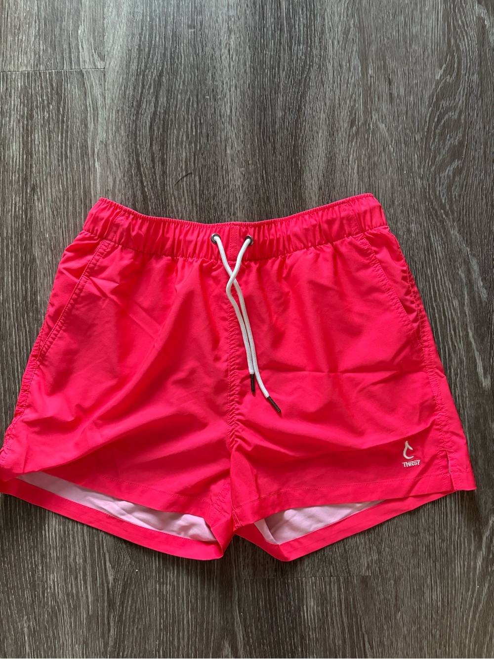 Men's Bright Pink Quick-Dry Swim Trunks with Drawstring